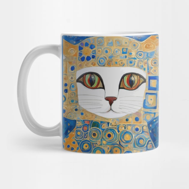 Klimt Space Cat in Blue and Gold by bragova